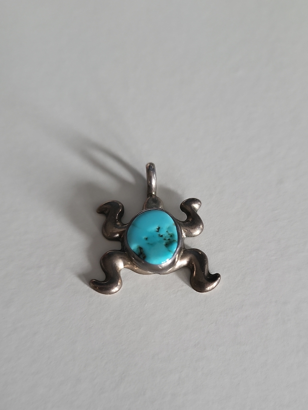 925 Sterling Silver Turquoise Pendant Charm, Handcrafted Southwestern